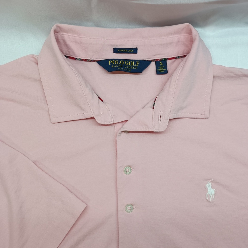 Polo Golf Ralph Lauren Stretch Lisle Polo Shirt Mens XL Pink Light Golf Sport